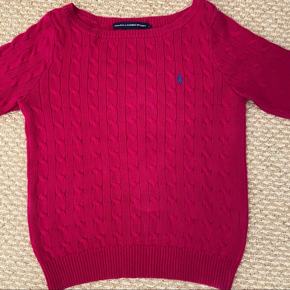 POLO RALPH LAUREN Fuchsia Cable Knit Sweater Sz L